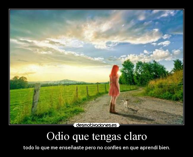 Odio que tengas claro - todo lo que me enseñaste pero no confíes en que aprendí bien.