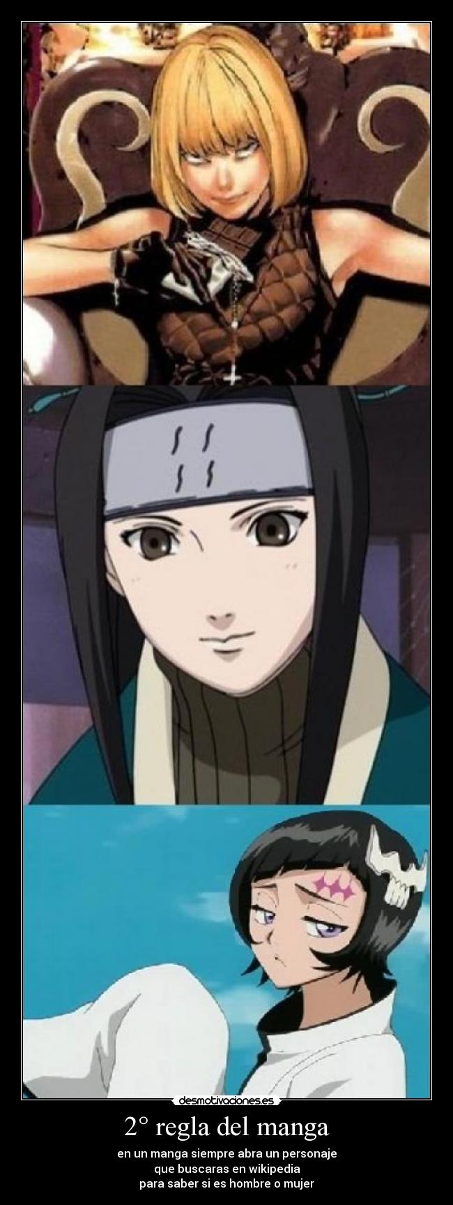 2° regla del manga - en un manga siempre abra un personaje
que buscaras en wikipedia
para saber si es hombre o mujer