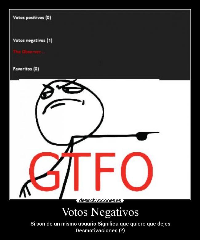 Votos Negativos - Si son de un mismo usuario Significa que quiere que dejes Desmotivaciones (?)