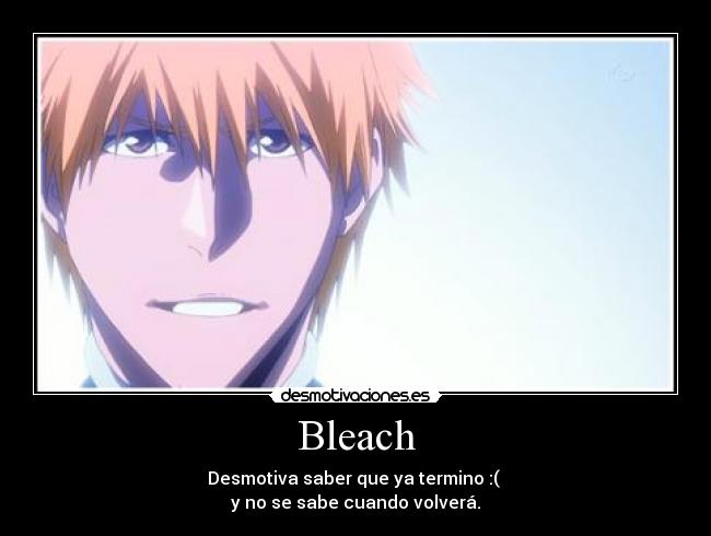 Bleach - Desmotiva saber que ya termino :(
y no se sabe cuando volverá.
