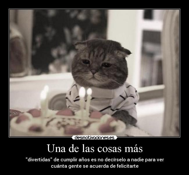 Una de las cosas más - divertidas de cumplir años es no decírselo a nadie para ver
cuánta gente se acuerda de felicitarte