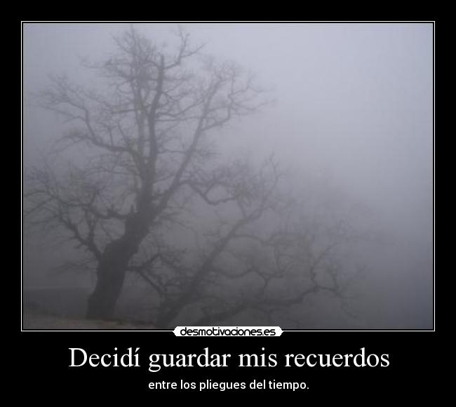 Decidí guardar mis recuerdos - entre los pliegues del tiempo.