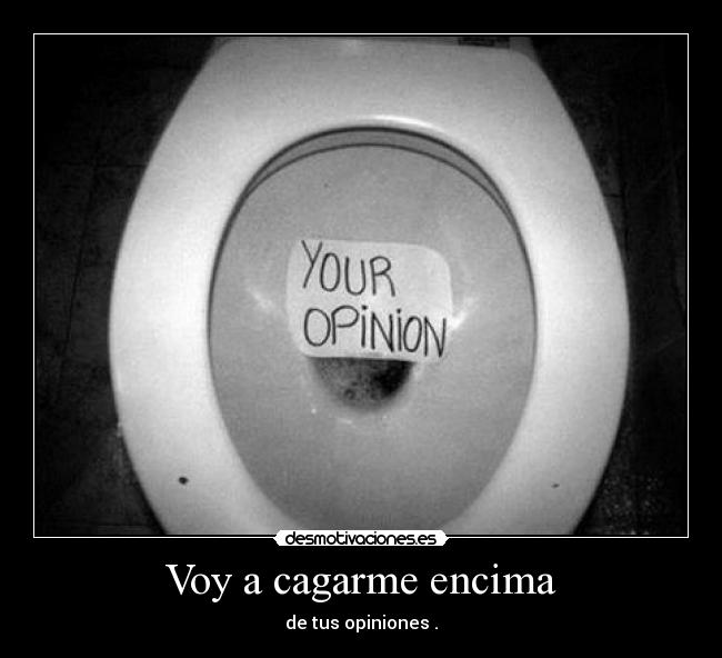 Voy a cagarme encima - de tus opiniones .