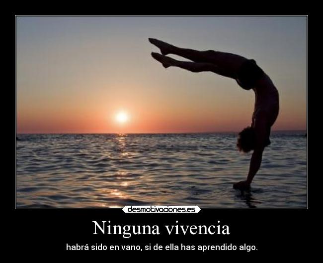 Ninguna vivencia - habrá sido en vano, si de ella has aprendido algo.