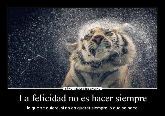 La felicidad no es hacer siempre - lo que se quiere, si no en querer siempre lo que se hace.
