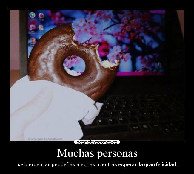 Muchas personas - se pierden las pequeñas alegrías mientras esperan la gran felicidad.