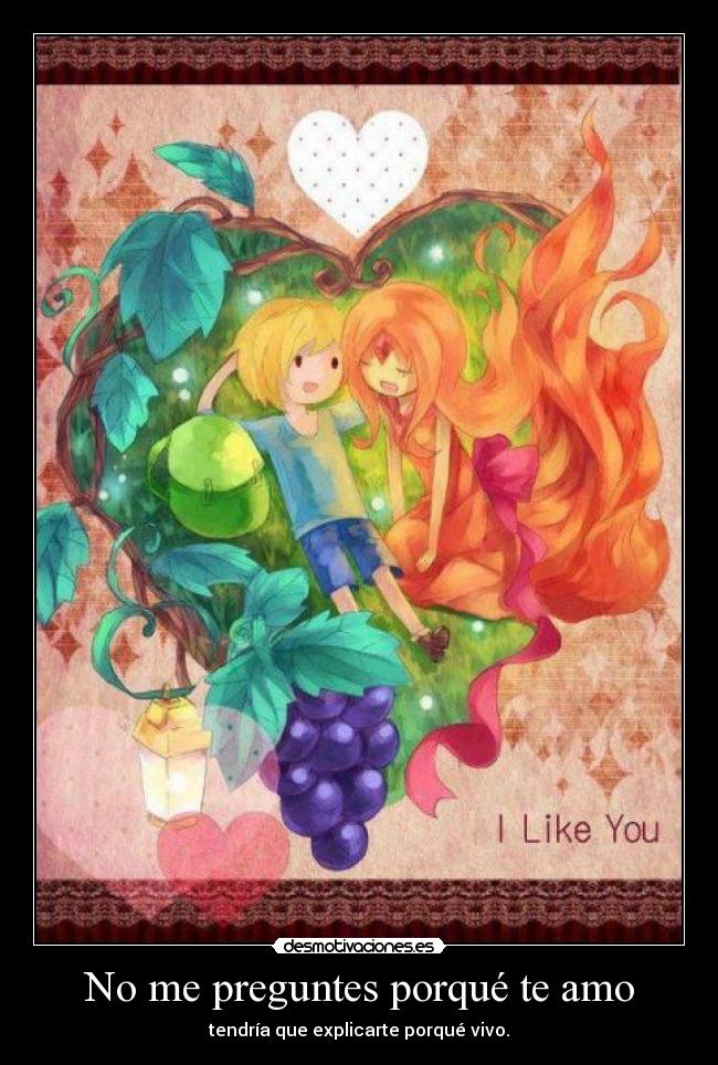 No me preguntes porqué te amo - tendría que explicarte porqué vivo.