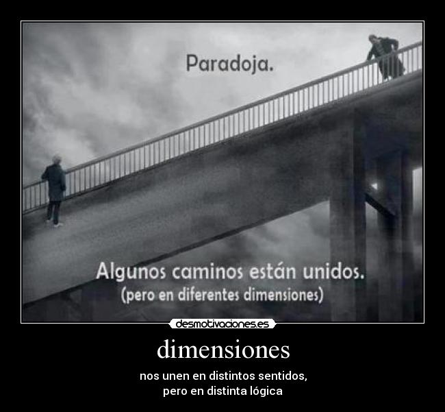 dimensiones - nos unen en distintos sentidos,
pero en distinta lógica