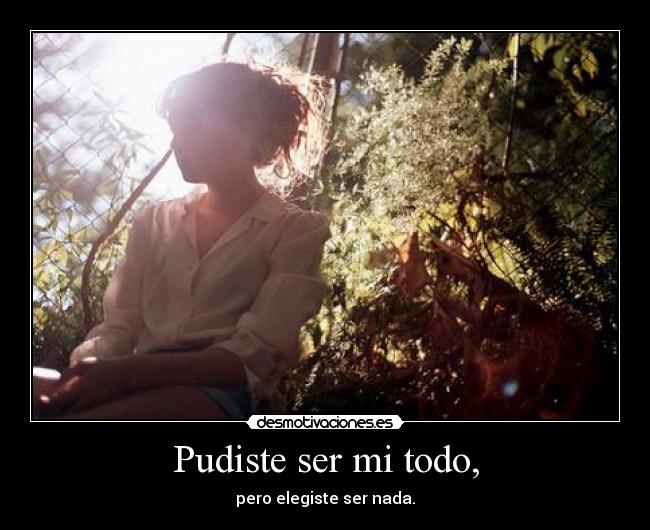 Pudiste ser mi todo, - pero elegiste ser nada.