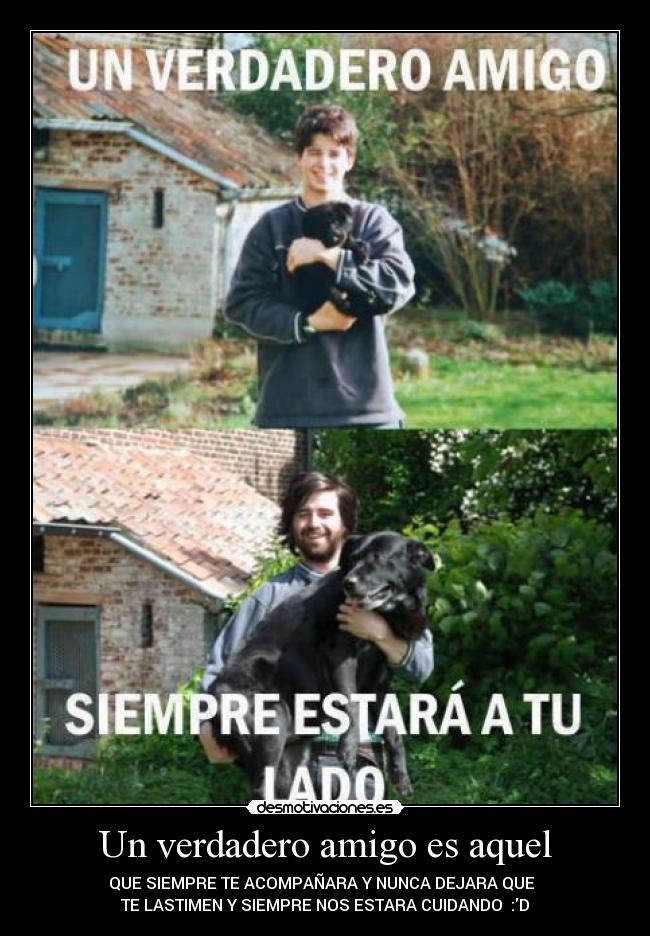 Un verdadero amigo es aquel - QUE SIEMPRE TE ACOMPAÑARA Y NUNCA DEJARA QUE  
TE LASTIMEN Y SIEMPRE NOS ESTARA CUIDANDO  :D