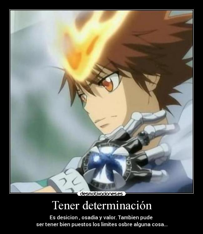 carteles tener determinacion katekyo hitman reborn tsuna anime otaku desmotivaciones