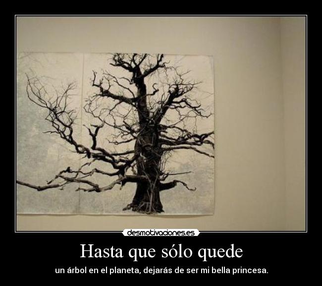 Hasta que sólo quede - un árbol en el planeta, dejarás de ser mi bella princesa.