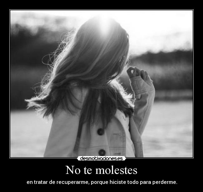No te molestes - en tratar de recuperarme, porque hiciste todo para perderme.