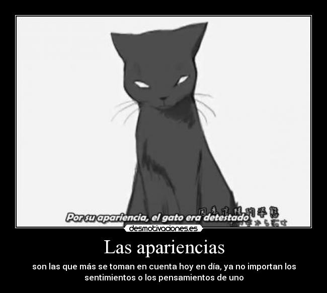 Las apariencias - son las que más se toman en cuenta hoy en día, ya no importan los
sentimientos o los pensamientos de uno