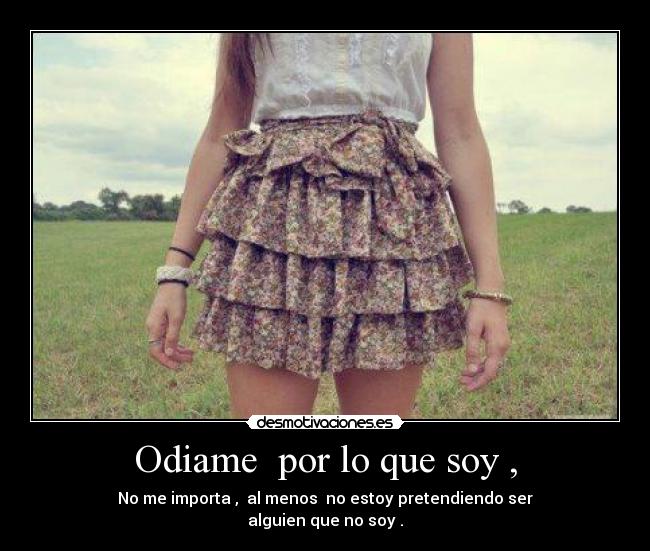 Odiame  por lo que soy , - No me importa ,  al menos  no estoy pretendiendo ser
alguien que no soy .