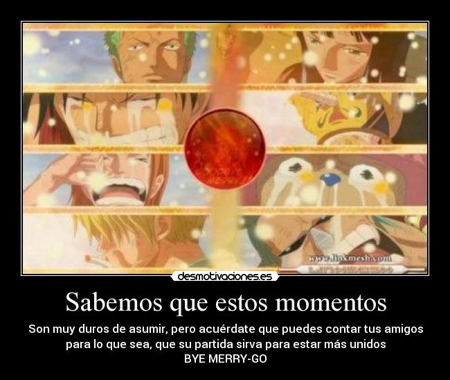 carteles lufyy anime otaku adios merry momentos tristes one piece desmotivaciones