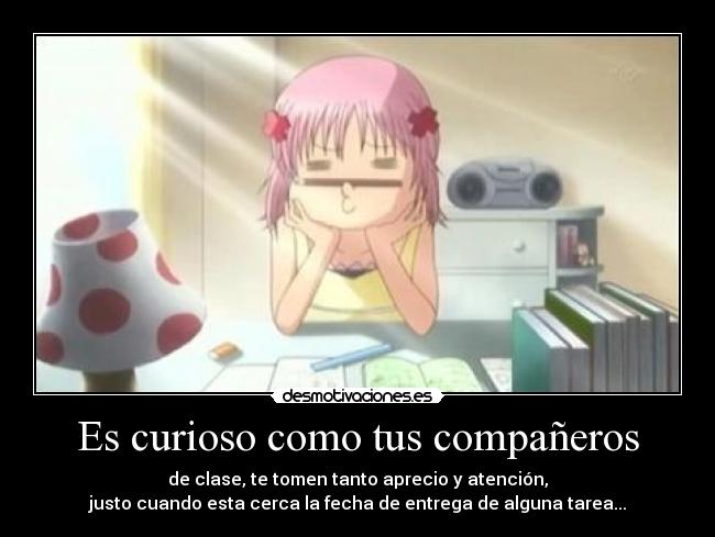carteles anime sugo chara amu pencil homework desmotivaciones