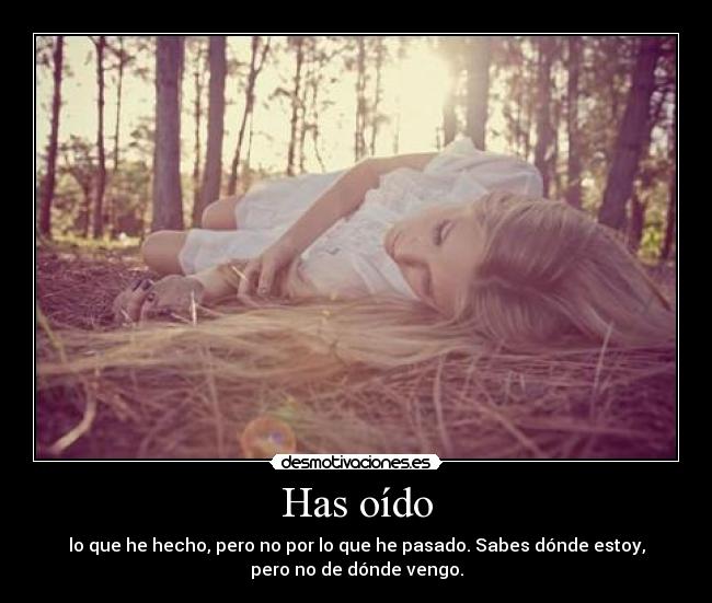 Has oído - lo que he hecho, pero no por lo que he pasado. Sabes dónde estoy,
pero no de dónde vengo.