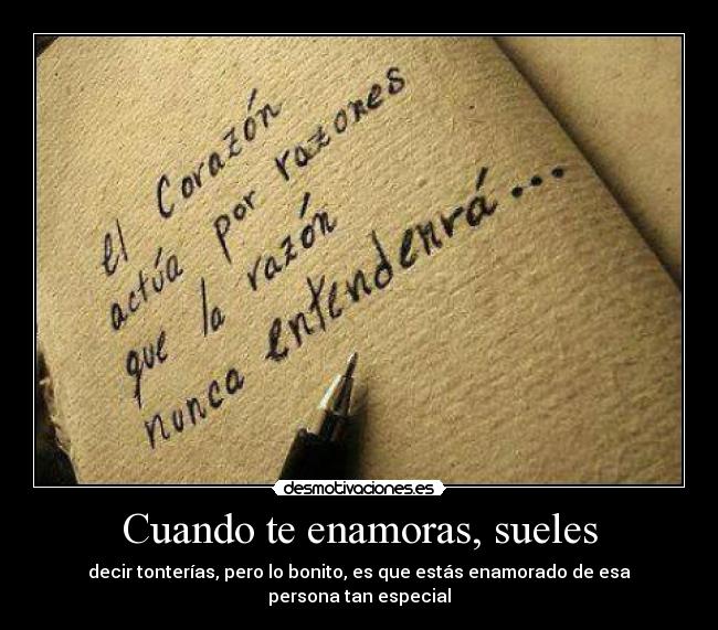 Cuando te enamoras, sueles - decir tonterías, pero lo bonito, es que estás enamorado de esa persona tan especial