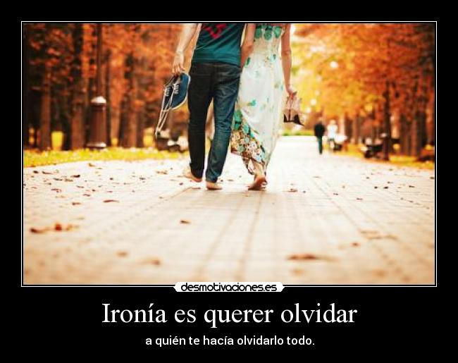 Ironía es querer olvidar - a quién te hacía olvidarlo todo.