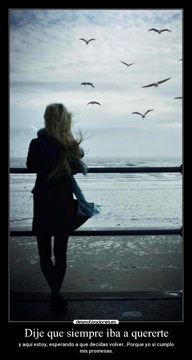 Dije que siempre iba a quererte - y aquí estoy, esperando a que decidas volver...Porque yo si cumplo mis promesas.