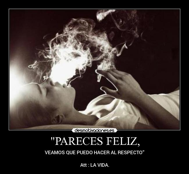 PARECES FELIZ, - VEAMOS QUE PUEDO HACER AL RESPECTO
Att : LA VIDA.