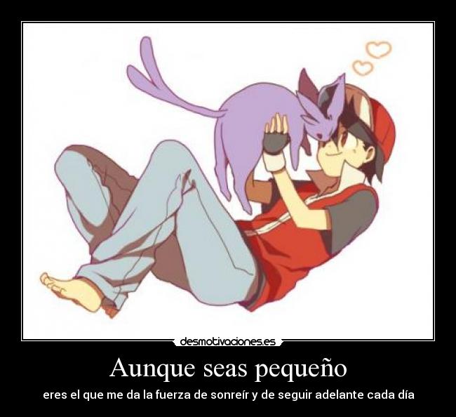 carteles anime pokemon manga game red traner red espeon amistad sonreir amor amigos fuerza desmotivaciones