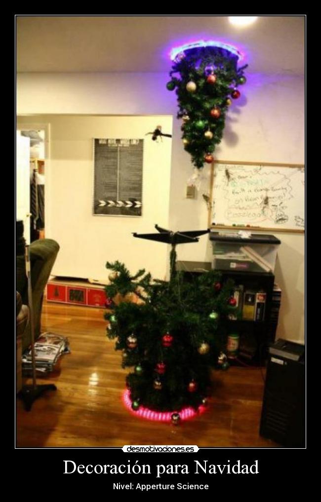 carteles navidad arbol navidad portal apperture science desmotivaciones