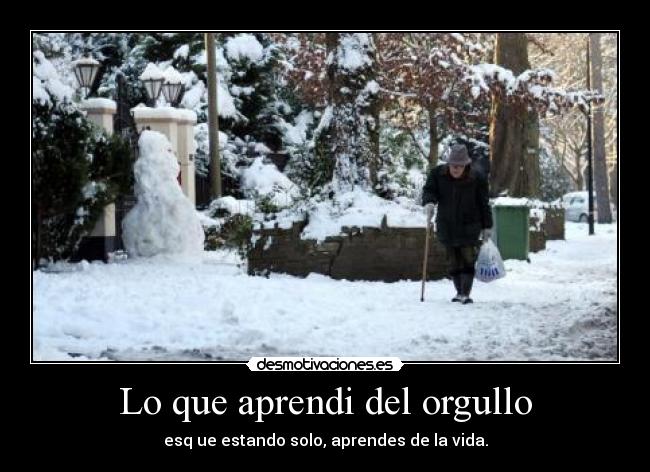 Lo que aprendi del orgullo - esq ue estando solo, aprendes de la vida.