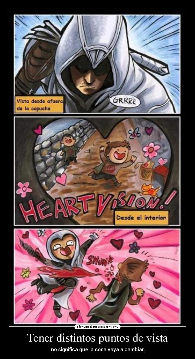 carteles videojuegos assassins creed distintos puntos vista misma cosa desmotivaciones