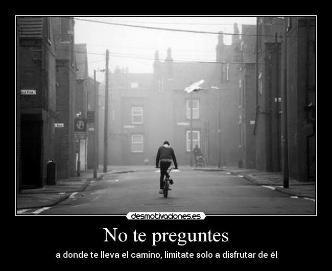 No te preguntes - a donde te lleva el camino, limitate solo a disfrutar de él