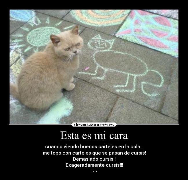 Esta es mi cara - cuando viendo buenos carteles en la cola...
me topo con carteles que se pasan de cursis!
Demasiado cursis!!
Exageradamente cursis!!!
¬¬