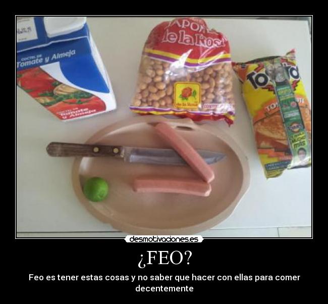 ¿FEO? - Feo es tener estas cosas y no saber que hacer con ellas para comer decentemente