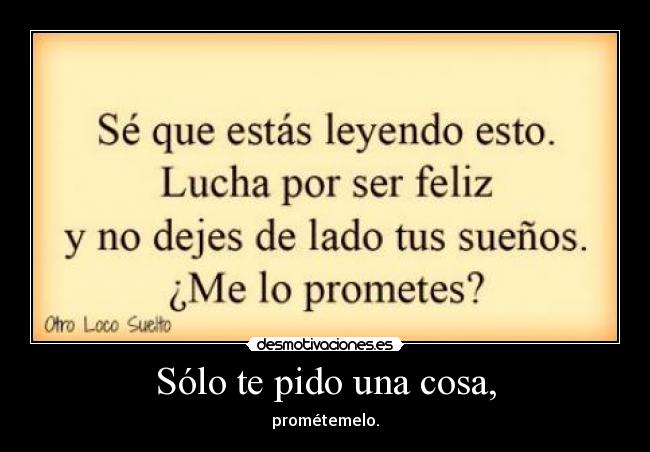 Sólo te pido una cosa, - prométemelo.