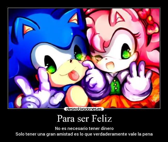 carteles amy rose sonic the hedgehog felicidad desmotivaciones