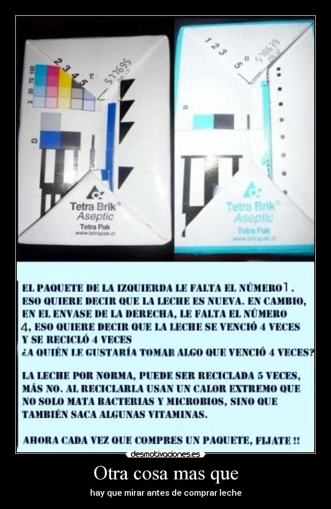 Otra cosa mas que - hay que mirar antes de comprar leche