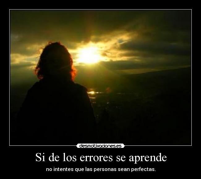 Si de los errores se aprende - no intentes que las personas sean perfectas.