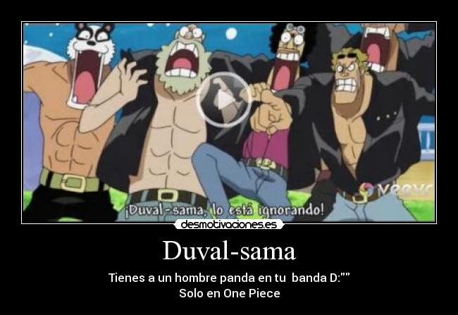 Duval-sama - Tienes a un hombre panda en tu banda D:
Solo en One Piece