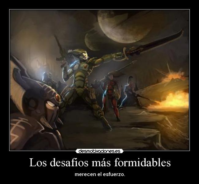 carteles warhammer 40k eldar desafio valor esfuerzo recompensa desmotivaciones