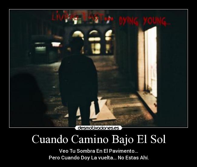 carteles cause when the sun see your shadow the ground but youre never there when turn around desmotivaciones