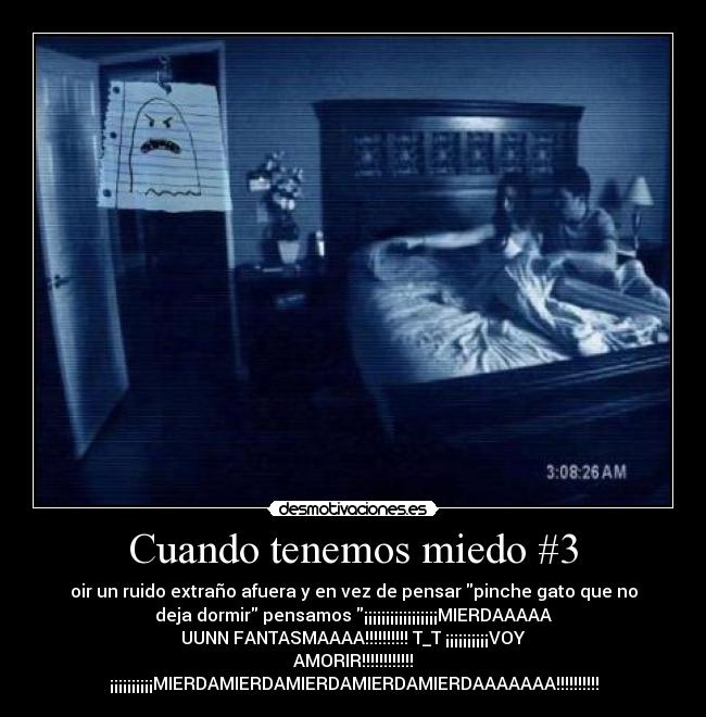 carteles miedo tener miedo fantasma mierda morir gatos dormir desmotivaciones
