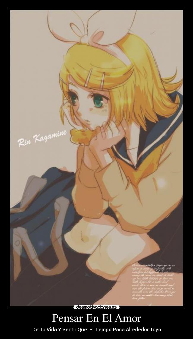 carteles amor vocaloid anime pensar amor desmotivaciones