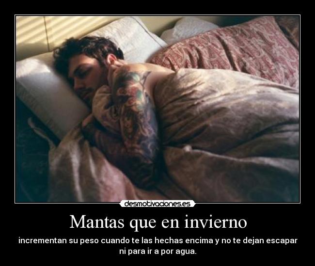 Mantas que en invierno - incrementan su peso cuando te las hechas encima y no te dejan escapar
ni para ir a por agua.