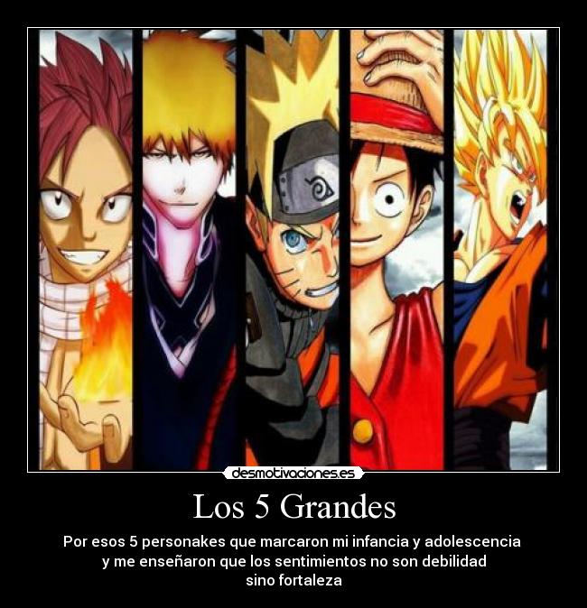 carteles natsu ichigo goku luffy naruto anime los grandes desmotivaciones