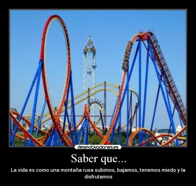 Saber que... - La vida es como una montaña rusa subimos, bajamos, tenemos miedo y la
disfrutamos