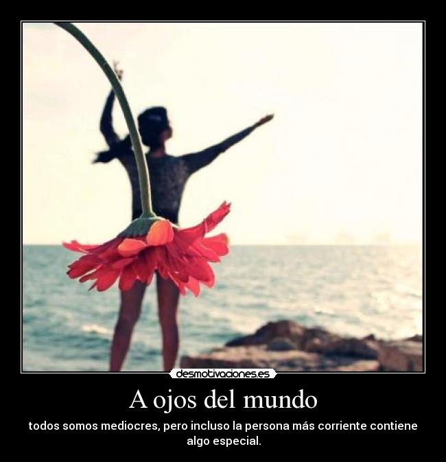A ojos del mundo - todos somos mediocres, pero incluso la persona más corriente contiene
algo especial.
