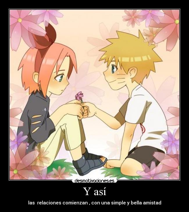 carteles naruto uzumaki sakura haruno pequenos eran tan lindos los dos flor desmotivaciones