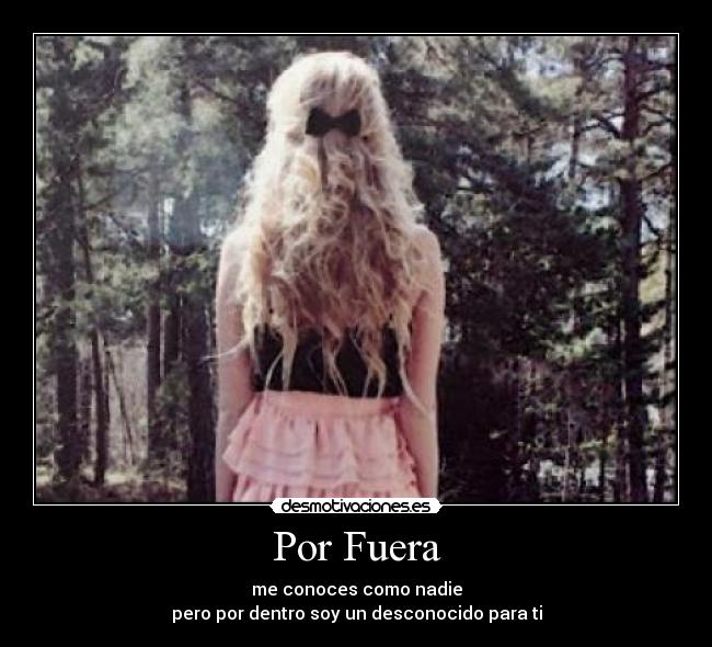 carteles por fuera conoces como nadie pero por dentro soy desconocido para desmotivaciones