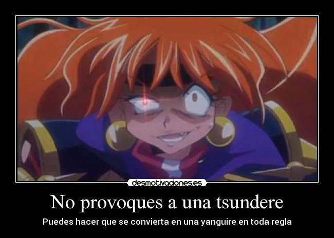 carteles slayers reena gaudi tsundere yanguire desmotivaciones