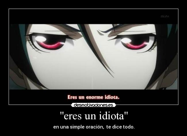 eres un idiota - en una simple oración, te dice todo.
